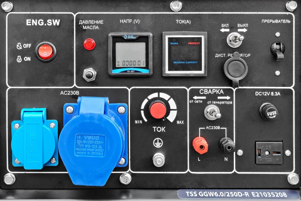 Бензиновый генератор ТСС GGW 6.0/250D-R сварочный инверторный