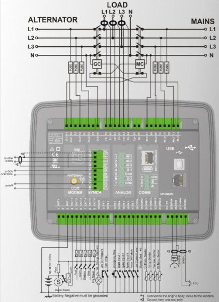 Контроллер для генератора Datakom D-500-MK3 (MPU + J1939)